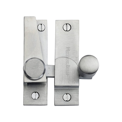 Straight Arm Looking Sliding Sash Window Fastener With Round Knob - Satin Chrome