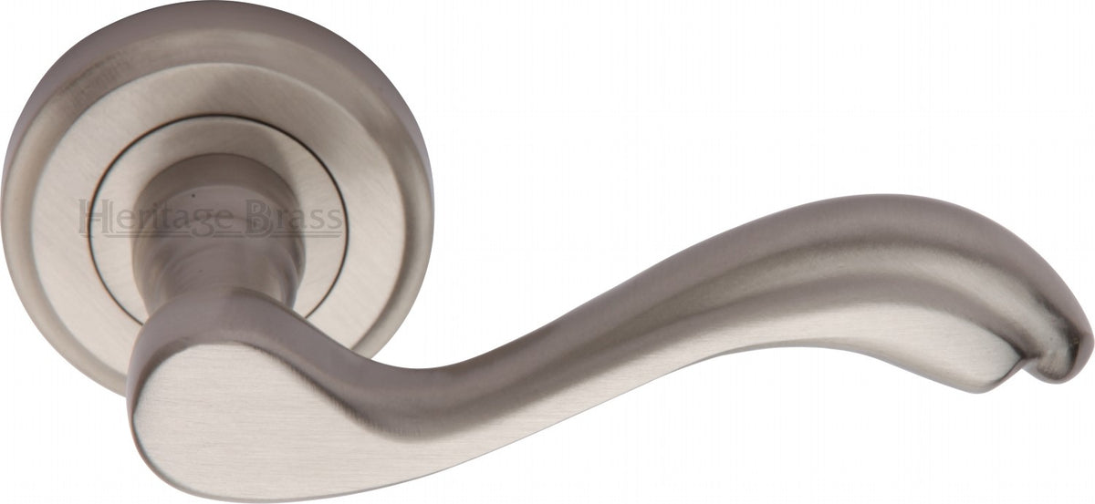 Lisboa - Round Rose Lever Handles Only - Satin Nickel