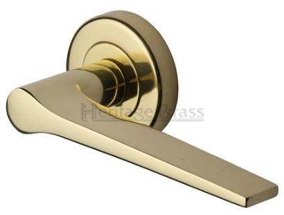 Gio Round Rose Lever Handle - Polished Brass