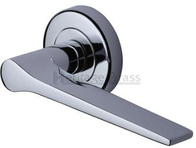 Gio Round Rose Lever Handle - Polished Chrome