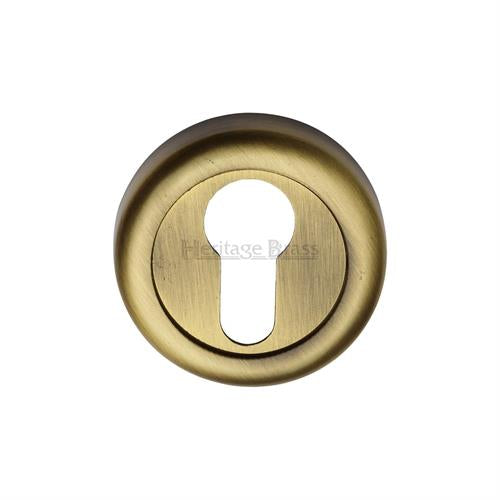 Colonial Euro Profile Round Escutcheon 53mm x 10mm - Antique Brass