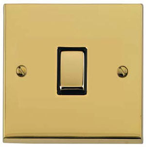 Victorian Elite Light Switch & Socket Range - Raised Plate R01 Design - Square Edges - Polished Brass