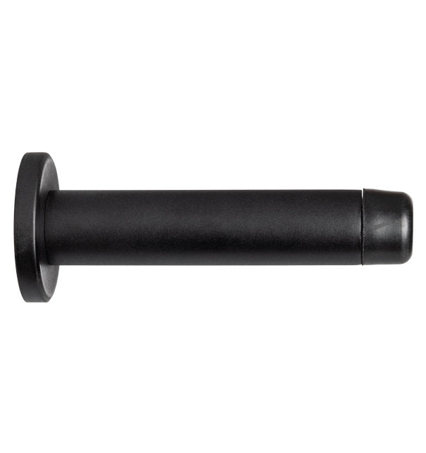 Wall Mounted Projection Door Stop With Rose & Concealed Fixings  - 70mm Length - Matt Black