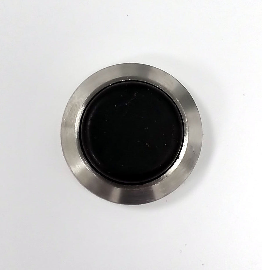 Small Projection Wall Mounted Door Stop Buffer - Satin Nickel With Black Rubber