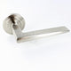 Wedge Pattern Lever Handles With Stepped Round Rose - Suitable For Use With FD30 / FD60 Fire Doors - Satin Nickel