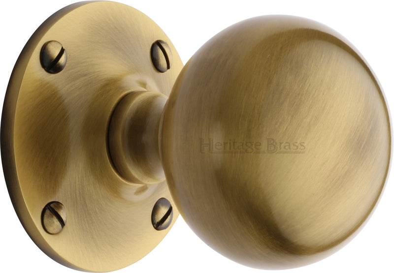 Westminster Round Mortice Knobs - Antique Brass