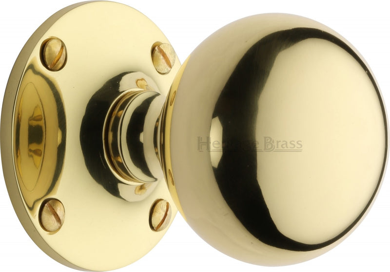 Westminster Round Mortice Knobs - Polished Brass