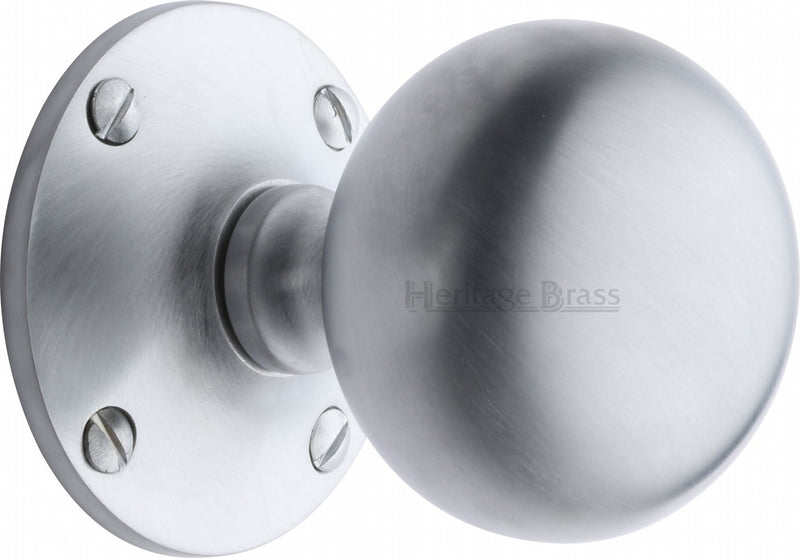 Westminster Round Mortice Knobs - Satin Chrome