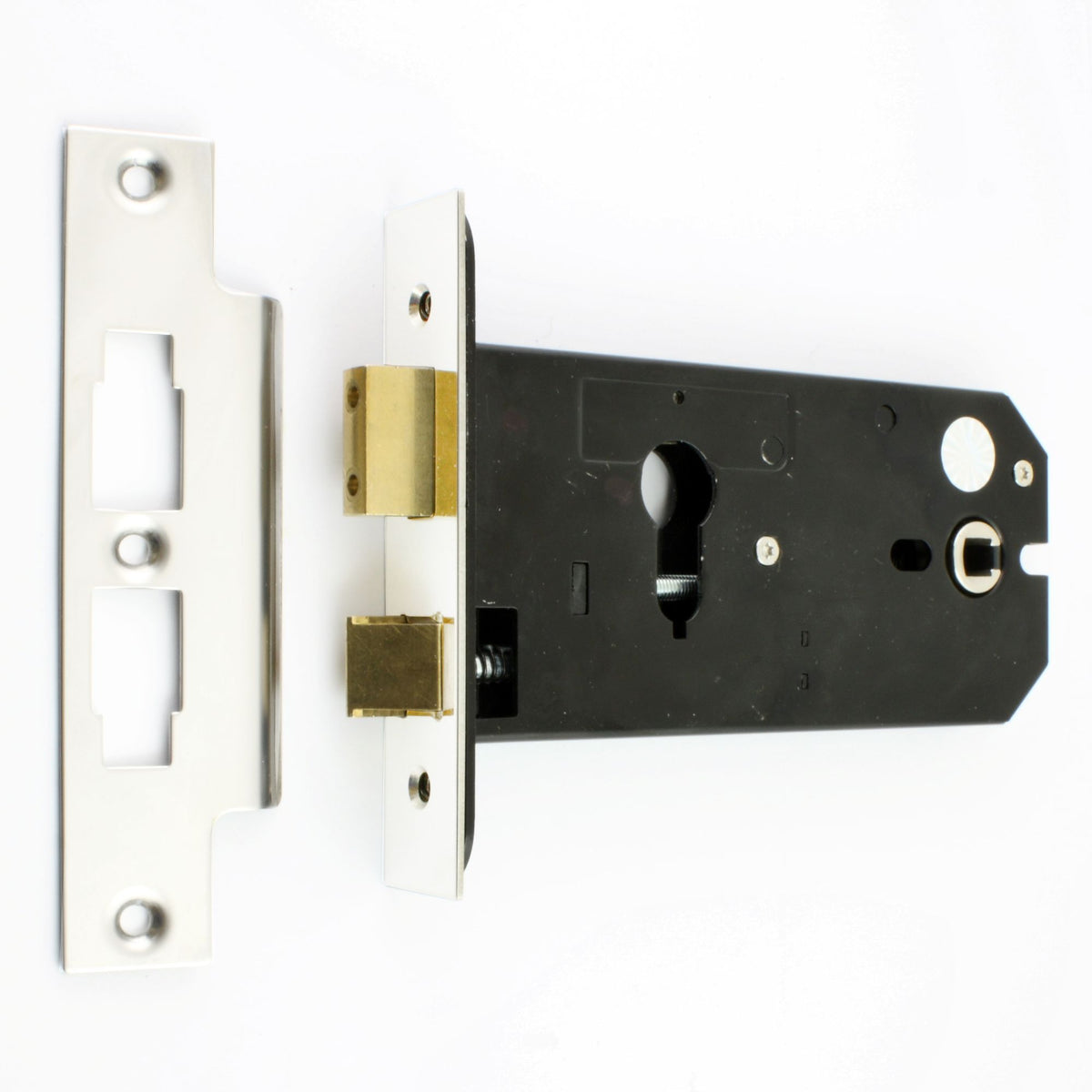 Horizontal Euro Profile Mortice Sash Lock - 152mm Case Depth - Polished Stainless Steel (Shiny Finish)