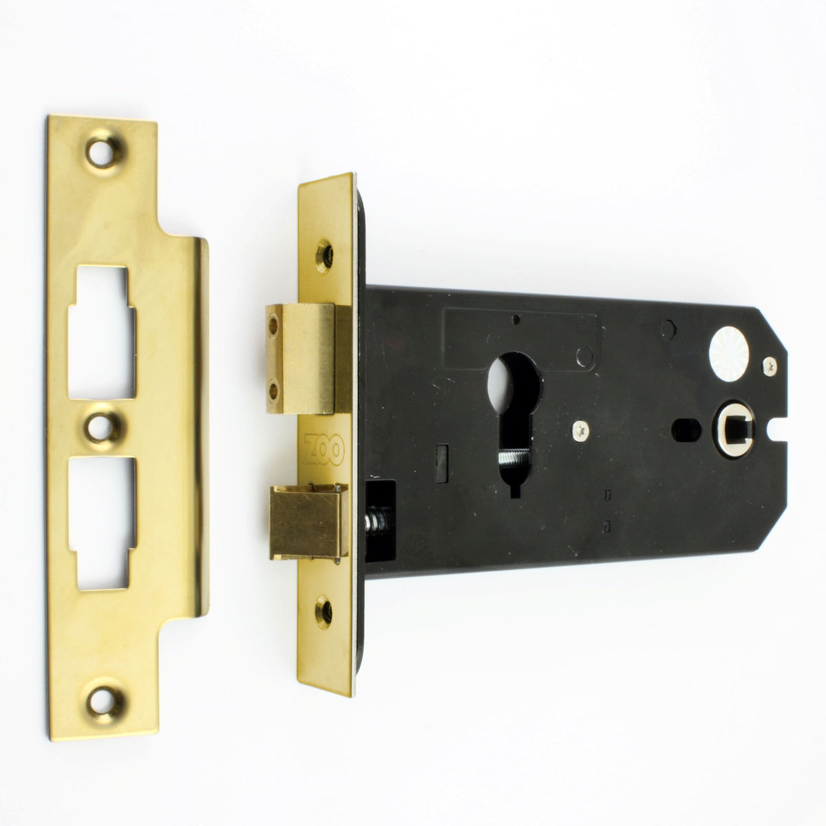 Horizontal Euro Profile Mortice Sash Lock - 152mm Case Depth - PVD Brass