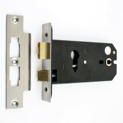 Horizontal Euro Profile Mortice Sash Lock - 152mm Case Depth - Satin Stainless Steel
