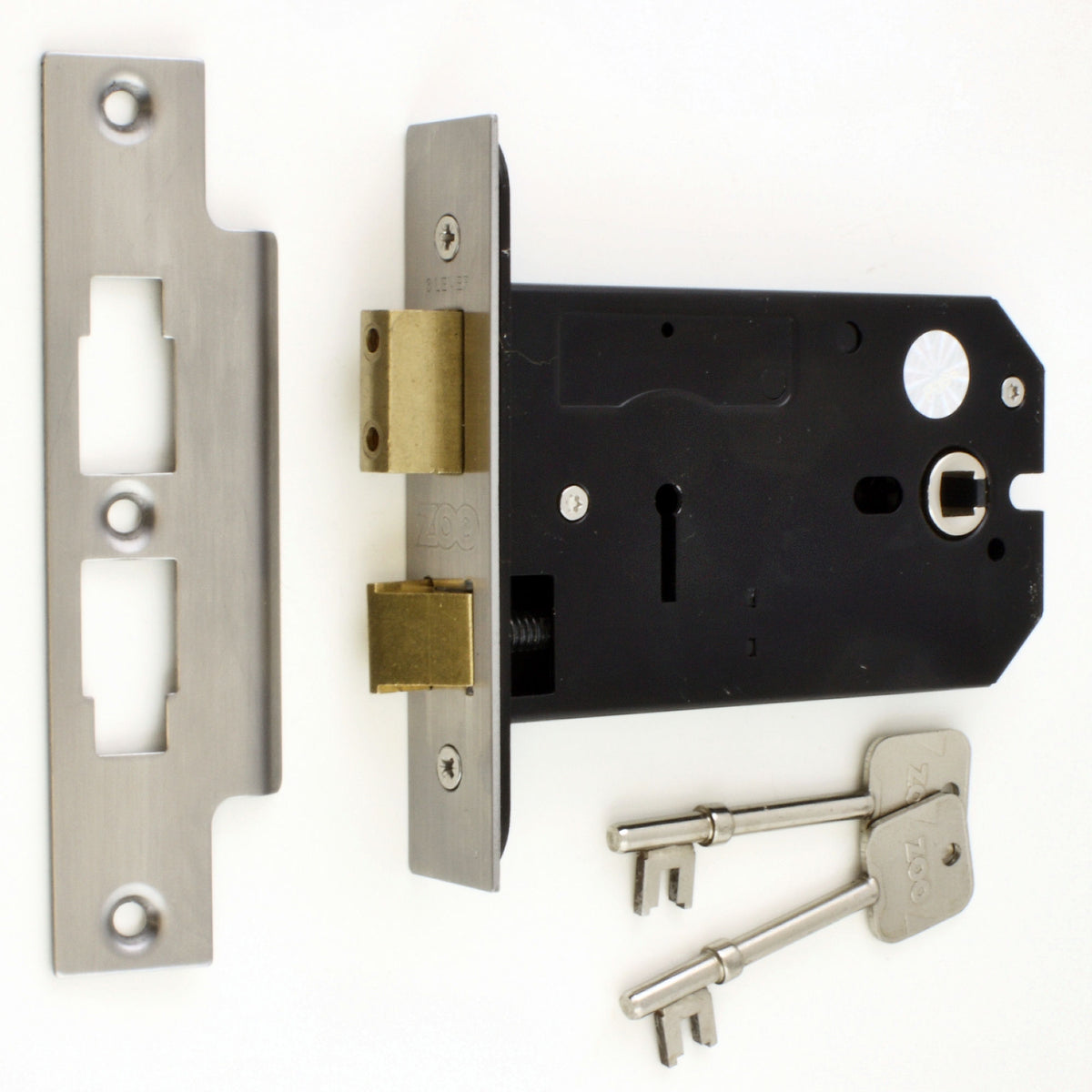 3 Lever Horizontal Mortice Sash Lock - 127mm or 152mm Deep Case - Satin Stainless Steel