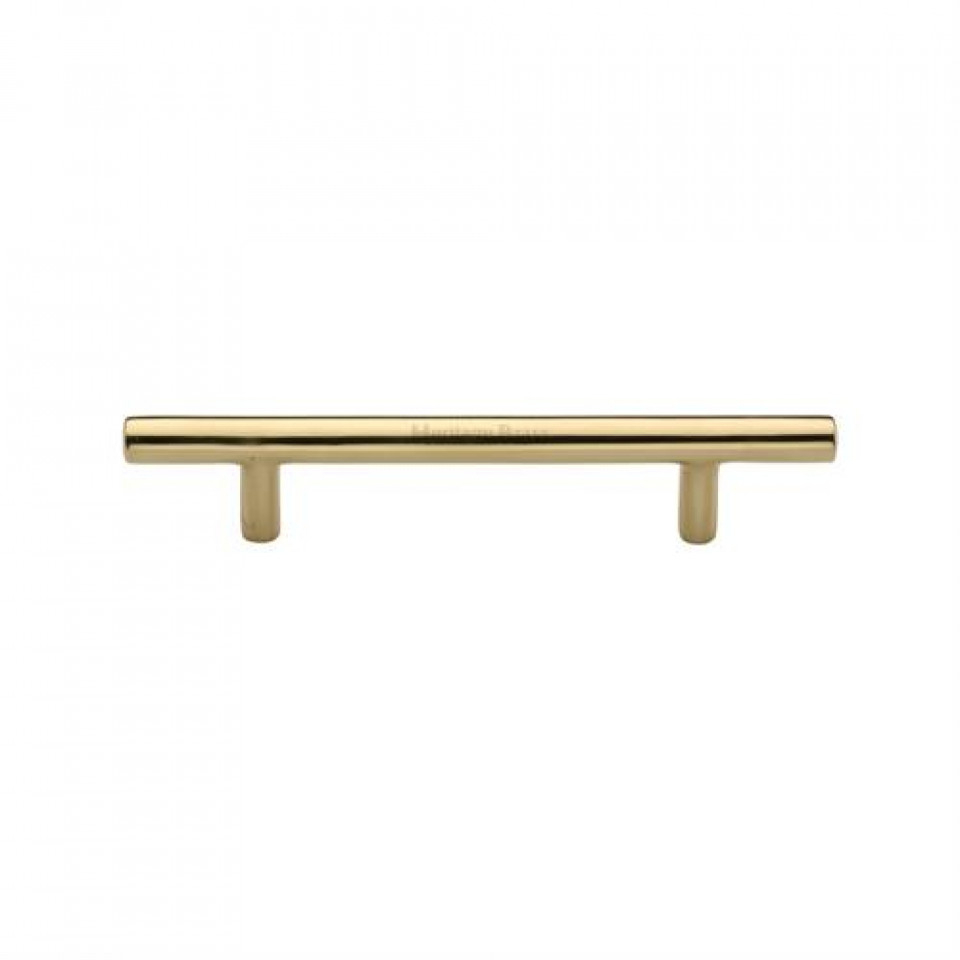 Ribbon and Reed Fixed Regal 3 Center Bar Pull Finish Bright Brass 
