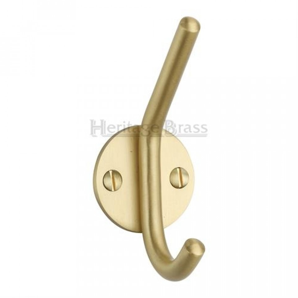 Heritage Brass Double Coat Hook Satin Nickel finish - Hooks