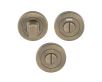Bathroom Turn & Release Set - Optional Indicator - Push On Round Rose - Antique Brass