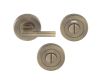 Bathroom Turn & Release - Optional Indicator - Push On Round Rose - With Large Accessible Turn - Antique Brass