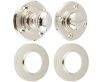 Bathroom Oval Knob Turn & Release With Knurled Round Rose - 53mm x 10mm - Polished Nickel