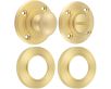 Bathroom Oval Knob Turn & Release With Knurled Round Rose - 53mm x 10mm - Satin Brass