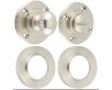Bathroom Oval Knob Turn & Release With Knurled Round Rose - 53mm x 10mm - Satin Nickel