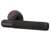 Buster & Punch Diamond Cut Knurled Pattern Lever Door Handles On Round Rose - Sprung - Smoked Bronze
