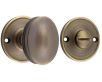 Classic Bathroom Oval Knob Turn & Release With Face Fixed Round Rose - 40mm Diameter - Antique Brass (Lacquered)