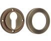 Euro Profile Escutcheon With Knurled Rose - 53mm x 10mm - Antique Brass (Lacquered)