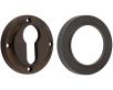 Euro Profile Escutcheon With Knurled Rose - 53mm x 10mm - Dark Bronze (Lacquered)