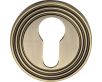 Euro Profile Reeded Round Rose Escutcheons - Antique Brass (Gloss Lacquered)