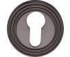 Euro Profile Reeded Round Rose Escutcheons - Matt Bronze (Lacquered)