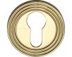 Euro Profile Reeded Round Rose Escutcheons - Polished Brass (Lacquered)
