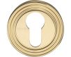 Euro Profile Reeded Round Rose Escutcheons - Satin Brass (Lacquered)