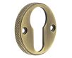 Knurled Design Face Fixed Escutcheon - Euro Profile - Antique Brass