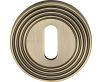 Standard Profile Reeded Round Rose Escutcheons - Antique Brass (Gloss Lacquered)