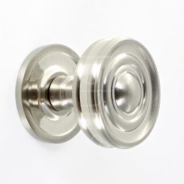 Classic Design Cupboard Knob With Raised Front And Stepped Rose Satin Nickel G Johns Sons