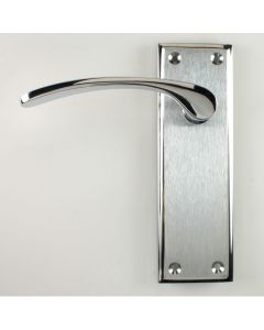 Hilton Lever Suite - Dual Finish Door Handles With A Wide Backplate - Satin Chrome & Polished Chrome