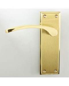 Hilton Lever Suite - Dual Finish Door Handles With A Wide Backplate - Satin Brass & Polished Brass