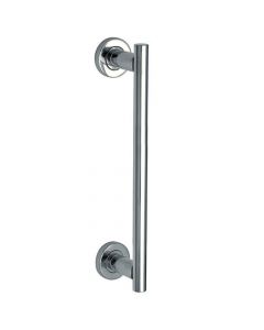 T-Bar Style Pull Handle With Face Fix Concealed Roses - Polished Chrome