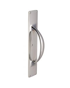 Bow Shape Pull Handle On Heavy Cast Backplate - Polished Chrome