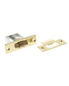 50882.1 - Adjustable Architectural Heavy Duty Roller Catch - 50mm x 33mm Body (76mm x 22mm Faceplate) - Polished Brass (Lacquered) With Brass Wheel - Each