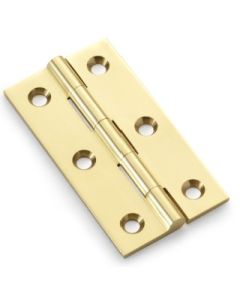 Small Cabinet Hinges - 64mm x 35mm - Polished Brass (Lacquered) - Pair