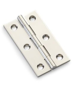 Small Cabinet Hinges - 64mm x 35mm - Polished Nickel - Pair