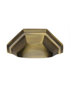 Shaped Pattern Drawer Pull Cup Handle - 104mm Width - Light Antique Brass
