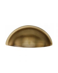 Contemporary Style Half Moon Shape Cup Handle - 85mm Width - Rear Fixing - Light Antique Brass