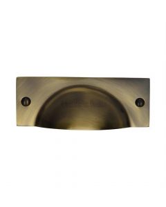 Rectangular Shape Cup Handle - 112mm Width - Face Fix - Light Antique Brass