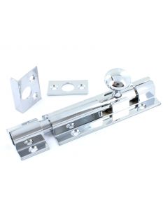 Architectural Barrel Bolt - Surface Mounted - Supplied With 3 Keeps - 100mm - 600mm Length x 38mm Width - Polished Chrome