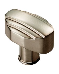 Art Deco Style Stepped Pattern Cupboard Knob - Satin Nickel