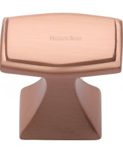Art Deco Style Stepped Pattern Cabinet knob - 32mm - Satin Copper