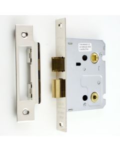 Economy Mortice Bathroom Lock - To Suit 5mm Spindle - Nickel Plated - (Shiny Finish)