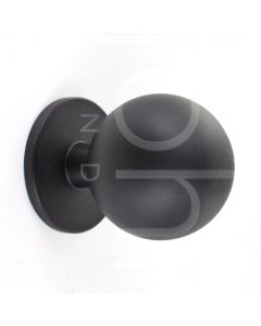 Plain Ball Shape Cupboard Knobs With Fixed Rose - 2 Sizes - Matt Black