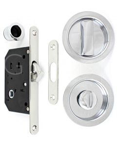 Bathroom Hook Lock For Sliding Pocket Doors - With Turn And Release - Polished Chrome